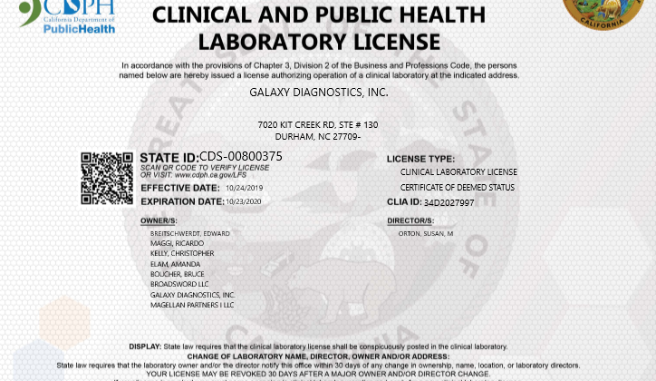 california laboratory license verification